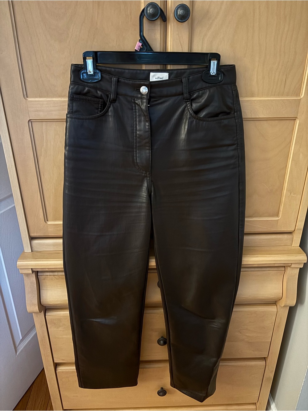 Wilfred Black Faux-Leather Cropped Jeans
